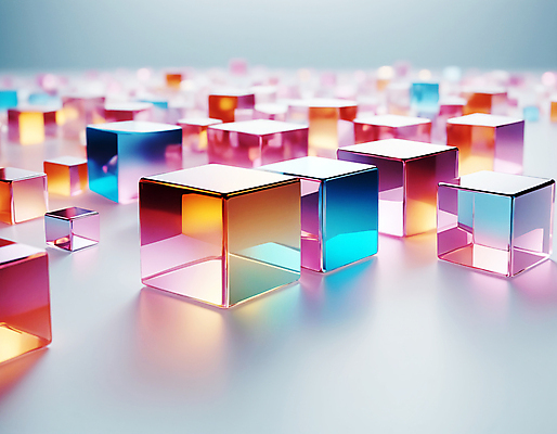 JPG 편집이미지 사람없음 컬러풀 사각형 가득함 큐브 디지털합성 정사각형 홀로그램 편집실사 AI컴퓨터그래픽 AI콘텐츠 도형 컬러 CG 파일형식