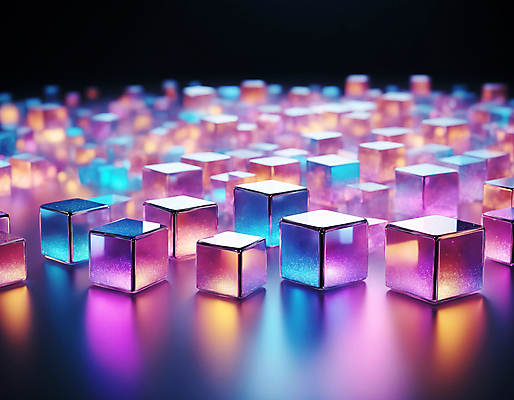 JPG 편집이미지 사람없음 컬러풀 사각형 가득함 큐브 디지털합성 정사각형 홀로그램 편집실사 AI컴퓨터그래픽 AI콘텐츠 도형 컬러 CG 파일형식