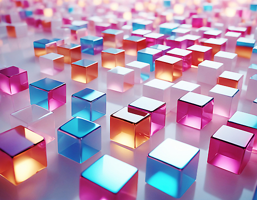 JPG 편집이미지 사람없음 컬러풀 사각형 가득함 큐브 디지털합성 정사각형 홀로그램 편집실사 AI컴퓨터그래픽 AI콘텐츠 도형 컬러 CG 파일형식