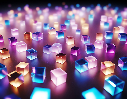 JPG 편집이미지 사람없음 컬러풀 사각형 가득함 큐브 디지털합성 정사각형 홀로그램 편집실사 AI컴퓨터그래픽 AI콘텐츠 도형 컬러 CG 파일형식