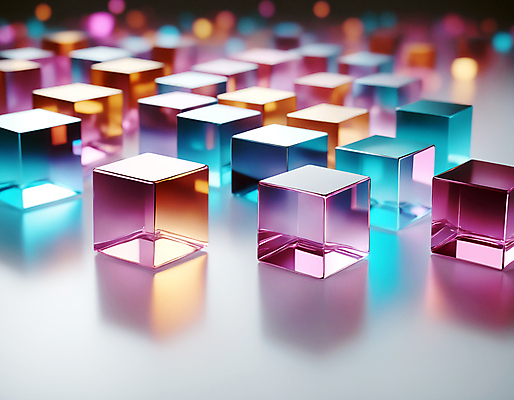 JPG 편집이미지 사람없음 컬러풀 사각형 가득함 큐브 디지털합성 정사각형 홀로그램 편집실사 AI컴퓨터그래픽 AI콘텐츠 도형 컬러 CG 파일형식