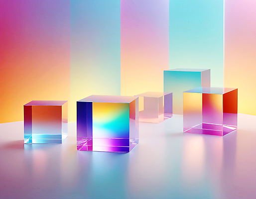 JPG 편집이미지 사람없음 컬러풀 사각형 큐브 디지털합성 정사각형 프리즘 홀로그램 편집실사 AI컴퓨터그래픽 AI콘텐츠 도형 컬러 CG 광학기기 파일형식