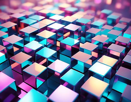 JPG 편집이미지 백그라운드 사람없음 컬러풀 사각형 가득함 큐브 디지털합성 정사각형 홀로그램 편집실사 AI컴퓨터그래픽 AI콘텐츠 도형 컬러 CG 파일형식