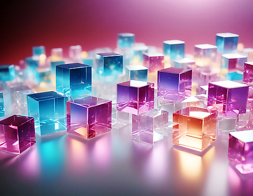 JPG 편집이미지 사람없음 컬러풀 쌓기 사각형 투명 가득함 큐브 디지털합성 정사각형 홀로그램 편집실사 AI컴퓨터그래픽 AI콘텐츠 도형 컬러 모션 CG 파일형식