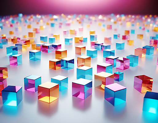 JPG 편집이미지 사람없음 컬러풀 사각형 가득함 큐브 디지털합성 정사각형 홀로그램 편집실사 AI컴퓨터그래픽 AI콘텐츠 도형 컬러 CG 파일형식