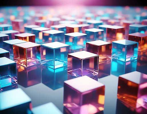 JPG 편집이미지 사람없음 컬러풀 사각형 가득함 큐브 디지털합성 정사각형 홀로그램 편집실사 AI컴퓨터그래픽 AI콘텐츠 도형 컬러 CG 파일형식