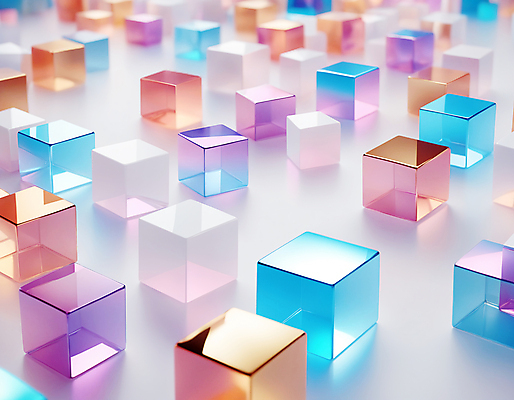 JPG 편집이미지 사람없음 컬러풀 사각형 가득함 큐브 디지털합성 정사각형 홀로그램 편집실사 AI컴퓨터그래픽 AI콘텐츠 도형 컬러 CG 파일형식