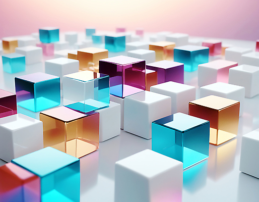 JPG 편집이미지 사람없음 컬러풀 쌓기 사각형 가득함 큐브 디지털합성 정사각형 홀로그램 편집실사 AI컴퓨터그래픽 AI콘텐츠 도형 컬러 모션 CG 파일형식