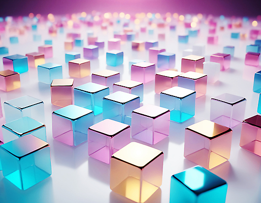 JPG 편집이미지 사람없음 컬러풀 사각형 가득함 큐브 디지털합성 정사각형 홀로그램 편집실사 AI컴퓨터그래픽 AI콘텐츠 도형 컬러 CG 파일형식