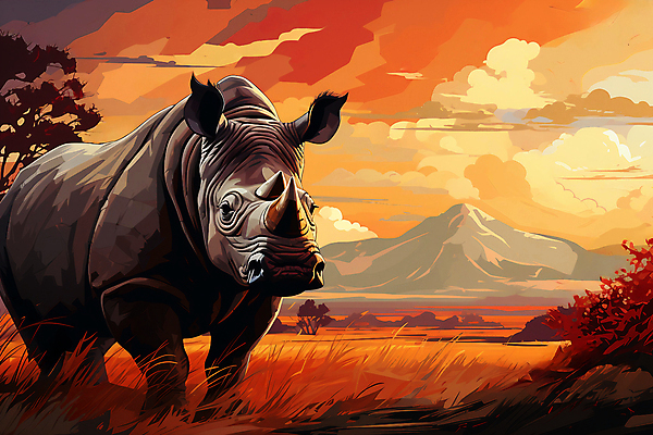 JPG 구름 한마리 일러스트 자연 하늘 산 국립공원 풍경 초원 사람없음 야외 주황색 일몰 풀 코뿔소 세렝게티 국내일러스트 AI일러스트 AI콘텐츠 자연요소 식물 1 공원 컬러 포유류 노을 생태계 파일형식