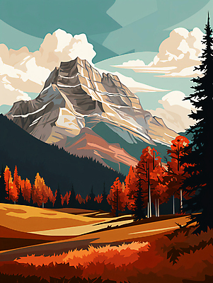 JPG 구름 백그라운드 일러스트 자연 하늘 단풍나무 산 풍경 초원 사람없음 가을 풀 돌산 국내일러스트 AI일러스트 AI콘텐츠 자연요소 나무 식물 계절 단풍 생태계 파일형식