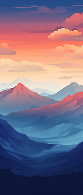 JPG 구름 백그라운드 일러스트 자연 하늘 산 풍경 사람없음 일몰 산등성이 국내일러스트 AI일러스트 AI콘텐츠 자연요소 노을 생태계 파일형식