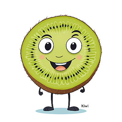 PSD 일러스트 홍보캐릭터 단면 키위 서기 미소 사람없음 초록색 귀여움 특산물 카툰스타일 일러캐릭터 캐릭터 컬러 컨셉 과일 모션 표정 파일형식