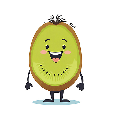PSD 일러스트 홍보캐릭터 단면 키위 서기 미소 사람없음 초록색 귀여움 특산물 카툰스타일 일러캐릭터 캐릭터 컬러 컨셉 과일 모션 표정 파일형식