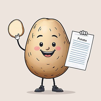 PSD 종이 조각 일러스트 홍보캐릭터 감자 서기 들기 사람없음 갈색 귀여움 특산물 카툰스타일 채소캐릭터 일러캐릭터 캐릭터 컬러 컨셉 채소 모션 파일형식