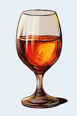 JPG 와인잔 일러스트 한잔 주류 사람없음 와인 주황색 국내일러스트 AI일러스트 AI콘텐츠 1 음료 컬러 술잔 파일형식