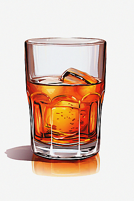 JPG 일러스트 한잔 주류 사람없음 얼음 주황색 양주 양주잔 국내일러스트 AI일러스트 AI콘텐츠 자연요소 1 음료 컬러 술잔 파일형식
