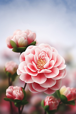 JPG 편집이미지 꽃 분홍색 자연 근접촬영 사람없음 꽃봉오리 동백 편집실사 AI포토 AI콘텐츠 식물 뷰포인트 컬러 CG 생태계 파일형식