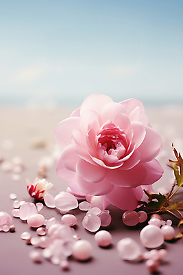 JPG 편집이미지 꽃잎 꽃 분홍색 잎 자연 근접촬영 사람없음 구슬 동백 편집실사 AI포토 AI콘텐츠 식물 뷰포인트 컬러 CG 생태계 파일형식