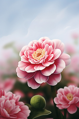 JPG 편집이미지 꽃 분홍색 자연 근접촬영 사람없음 동백 편집실사 AI포토 AI콘텐츠 식물 뷰포인트 컬러 CG 생태계 파일형식