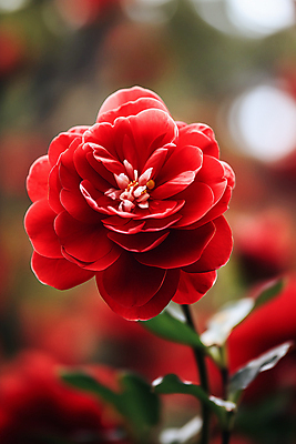 JPG 편집이미지 꽃 자연 근접촬영 사람없음 빨간색 동백 블러효과 편집실사 AI포토 AI콘텐츠 식물 뷰포인트 컬러 CG 생태계 블러 파일형식 효과