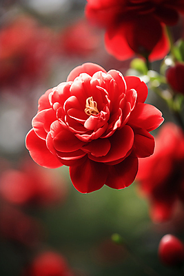 JPG 편집이미지 꽃 자연 근접촬영 사람없음 빨간색 동백 블러효과 편집실사 AI포토 AI콘텐츠 식물 뷰포인트 컬러 CG 생태계 블러 파일형식 효과