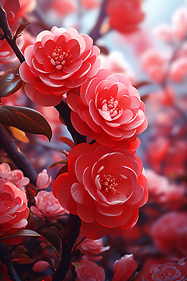 JPG 편집이미지 꽃 분홍색 잎 자연 근접촬영 사람없음 동백 블러효과 편집실사 AI포토 AI콘텐츠 식물 뷰포인트 컬러 CG 생태계 블러 파일형식 효과