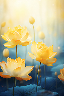 JPG 편집이미지 자연 연꽃 사람없음 빛 노란색 연못 연잎 편집실사 AI포토 AI콘텐츠 꽃 컬러 잎 CG 생태계 파일형식