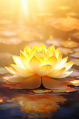 JPG 편집이미지 자연 연꽃 사람없음 빛 반사 노란색 연못 연잎 편집실사 AI포토 AI콘텐츠 꽃 컬러 잎 CG 생태계 파일형식