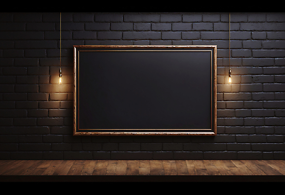 JPG 편집이미지 벽 액자 벽돌 조명 프레임 사람없음 검은색 목업 카피스페이스 편집실사 AI포토 AI콘텐츠 컬러 공백 CG 파일형식