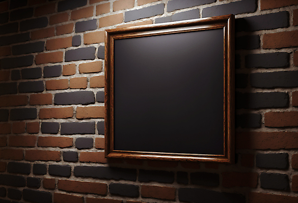 JPG 편집이미지 벽 액자 벽돌 프레임 사람없음 검은색 목업 카피스페이스 편집실사 AI포토 AI콘텐츠 컬러 공백 CG 파일형식