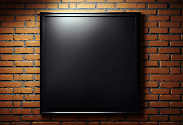 JPG 편집이미지 벽 액자 벽돌 프레임 사람없음 검은색 목업 카피스페이스 편집실사 AI포토 AI콘텐츠 컬러 공백 CG 파일형식