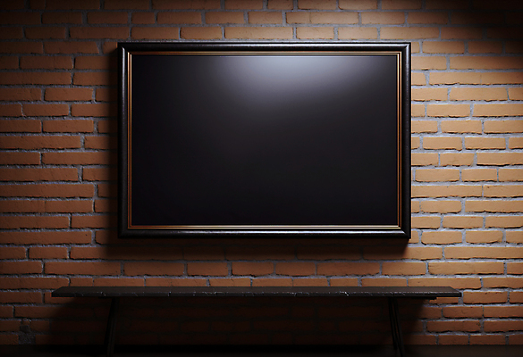 JPG 편집이미지 벽 액자 벽돌 선반 프레임 사람없음 검은색 목업 카피스페이스 편집실사 AI포토 AI콘텐츠 컬러 가구 공백 CG 파일형식