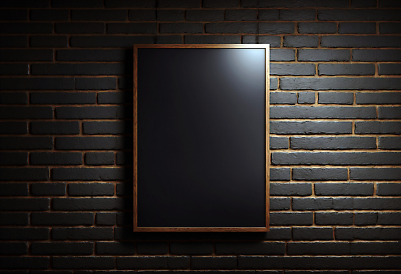 JPG 편집이미지 벽 액자 벽돌 프레임 사람없음 검은색 목업 카피스페이스 편집실사 AI포토 AI콘텐츠 컬러 공백 CG 파일형식