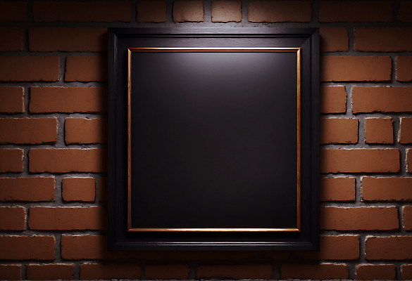 JPG 편집이미지 벽 액자 벽돌 프레임 사람없음 검은색 목업 카피스페이스 편집실사 AI포토 AI콘텐츠 컬러 공백 CG 파일형식