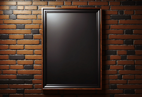 JPG 편집이미지 벽 액자 벽돌 프레임 사람없음 검은색 목업 카피스페이스 편집실사 AI포토 AI콘텐츠 컬러 공백 CG 파일형식