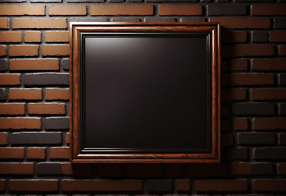 JPG 편집이미지 벽 액자 벽돌 프레임 사람없음 검은색 목업 카피스페이스 편집실사 AI포토 AI콘텐츠 컬러 공백 CG 파일형식
