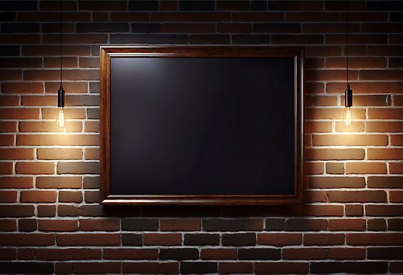 JPG 편집이미지 벽 액자 벽돌 조명 프레임 사람없음 검은색 목업 카피스페이스 편집실사 AI포토 AI콘텐츠 컬러 공백 CG 파일형식