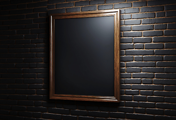 JPG 편집이미지 벽 액자 벽돌 프레임 사람없음 검은색 목업 카피스페이스 편집실사 AI포토 AI콘텐츠 컬러 공백 CG 파일형식