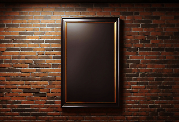 JPG 편집이미지 벽 액자 벽돌 프레임 사람없음 검은색 목업 카피스페이스 편집실사 AI포토 AI콘텐츠 컬러 공백 CG 파일형식