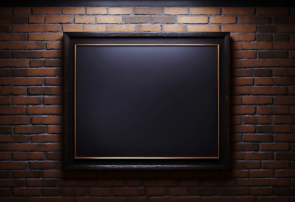 JPG 편집이미지 벽 액자 벽돌 프레임 사람없음 검은색 목업 카피스페이스 편집실사 AI포토 AI콘텐츠 컬러 공백 CG 파일형식