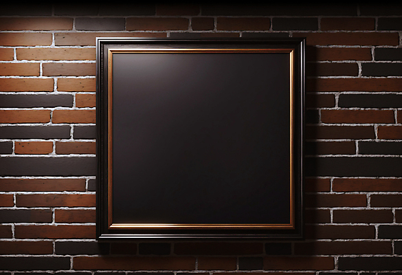 JPG 편집이미지 벽 액자 벽돌 프레임 사람없음 검은색 목업 카피스페이스 편집실사 AI포토 AI콘텐츠 컬러 공백 CG 파일형식