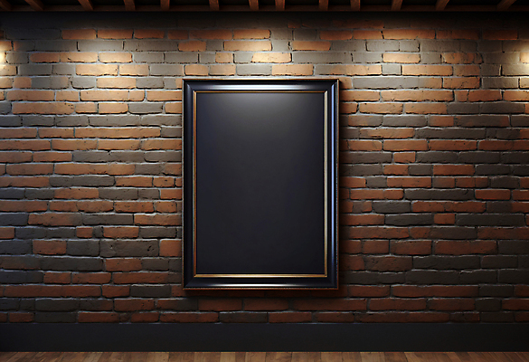 JPG 편집이미지 벽 액자 벽돌 프레임 사람없음 검은색 목업 카피스페이스 편집실사 AI포토 AI콘텐츠 컬러 공백 CG 파일형식