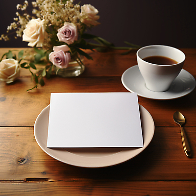 JPG 편집이미지 접시 꽃 종이 커피 사람없음 꽃병 머그컵 커피잔 티스푼 컵받침 나무탁자 카피스페이스 편집실사 AI포토 AI콘텐츠 식물 식기 음료 탁자 잔 컵 숟가락 공백 받침대 CG 파일형식