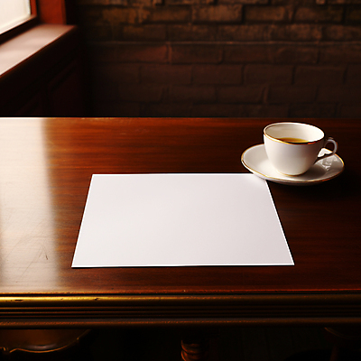 JPG 편집이미지 종이 커피 사람없음 머그컵 커피잔 컵받침 나무탁자 카피스페이스 편집실사 AI포토 AI콘텐츠 음료 탁자 잔 컵 공백 받침대 CG 파일형식