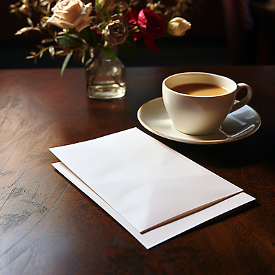 JPG 편집이미지 종이 커피 사람없음 꽃병 머그컵 커피잔 컵받침 나무탁자 카피스페이스 편집실사 AI포토 AI콘텐츠 꽃 음료 탁자 잔 컵 공백 받침대 CG 파일형식