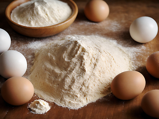 JPG 편집이미지 그릇 식재료 사람없음 계란 디지털합성 밀가루 편집소스 편집실사 AI포토 AI콘텐츠 식기 알 가루 CG 파일형식