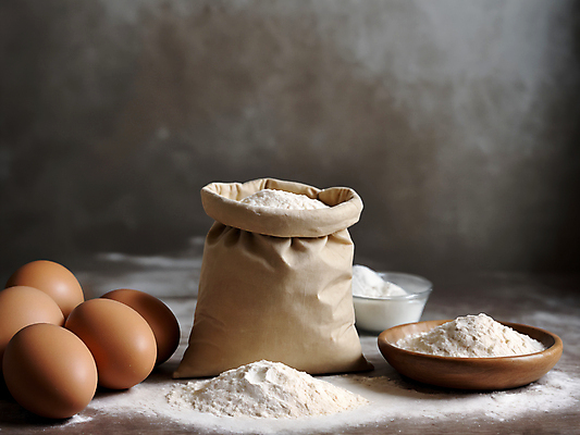 JPG 편집이미지 그릇 식재료 봉투 사람없음 계란 디지털합성 밀가루 편집소스 편집실사 AI포토 AI콘텐츠 식기 알 가루 CG 파일형식