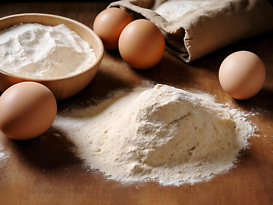 JPG 편집이미지 그릇 식재료 봉투 사람없음 계란 디지털합성 밀가루 편집소스 편집실사 AI포토 AI콘텐츠 식기 알 가루 CG 파일형식