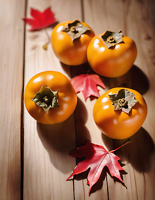 JPG 편집이미지 단풍 감 사람없음 가을 단감 편집실사 AI포토 AI콘텐츠 계절 잎 과일 CG 파일형식